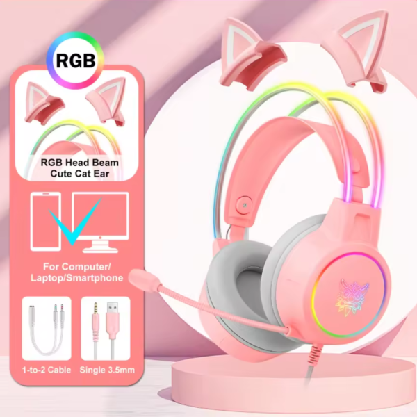 onikuma ONIKUMA X15 Pro Pink with Cat Ear