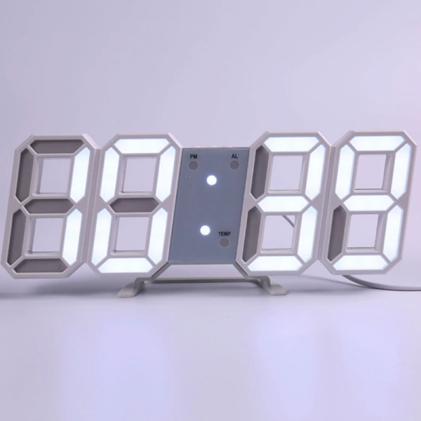 3D LED Digital Clock White light
