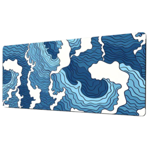 Blue Mousepad Blue White Wave Gaming MousePad 90x40 Cm