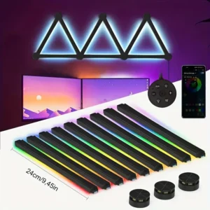 9 PCS Smart RGB LED Wall Light Strips - Black
