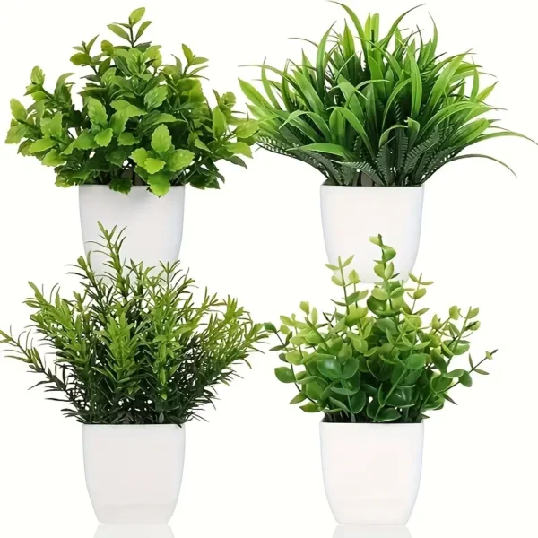 4pcs Small Artificial Plant - White