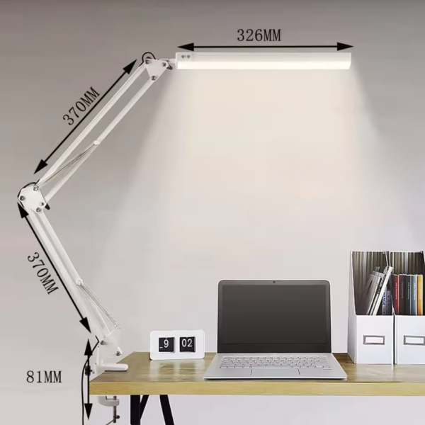 Long Arm LED Desk Lamp - White