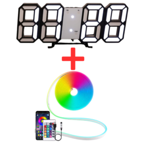 Pack (3D led Clock + Led Neon 5 M)